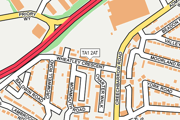 TA1 2AT map - OS OpenMap – Local (Ordnance Survey)