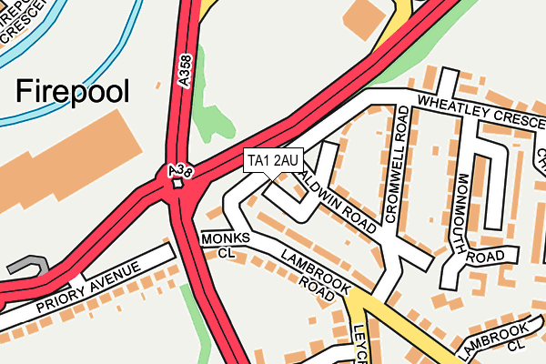 TA1 2AU map - OS OpenMap – Local (Ordnance Survey)