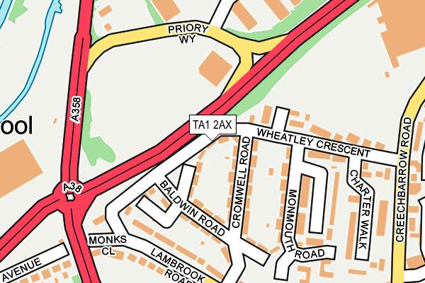 TA1 2AX map - OS OpenMap – Local (Ordnance Survey)