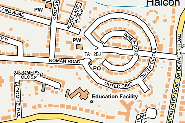 TA1 2BJ map - OS OpenMap – Local (Ordnance Survey)