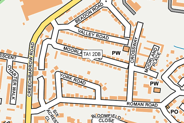 TA1 2DB map - OS OpenMap – Local (Ordnance Survey)