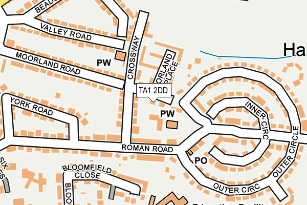TA1 2DD map - OS OpenMap – Local (Ordnance Survey)