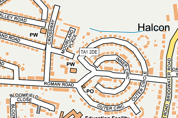 TA1 2DE map - OS OpenMap – Local (Ordnance Survey)