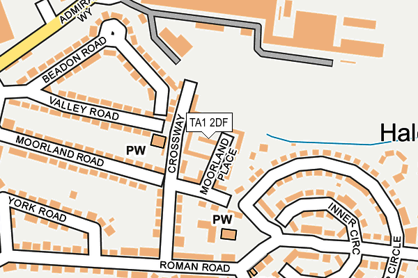 TA1 2DF map - OS OpenMap – Local (Ordnance Survey)