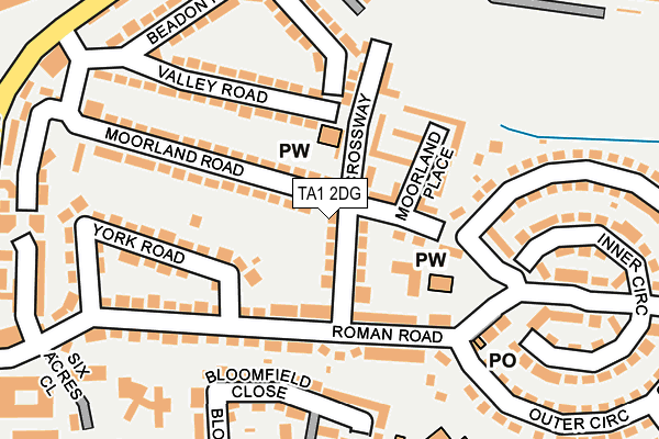 TA1 2DG map - OS OpenMap – Local (Ordnance Survey)