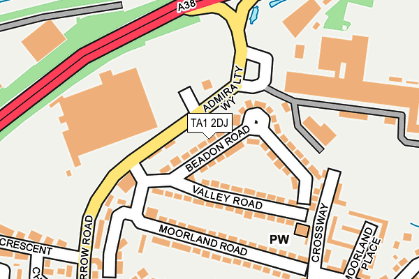 TA1 2DJ map - OS OpenMap – Local (Ordnance Survey)
