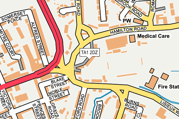 TA1 2DZ map - OS OpenMap – Local (Ordnance Survey)