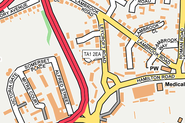 TA1 2EA map - OS OpenMap – Local (Ordnance Survey)