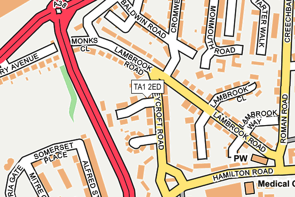 TA1 2ED map - OS OpenMap – Local (Ordnance Survey)