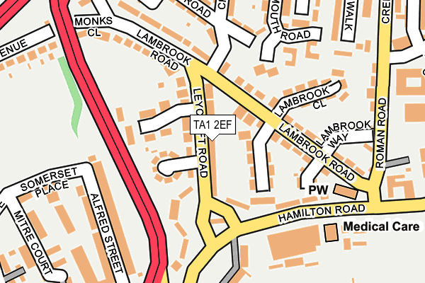 TA1 2EF map - OS OpenMap – Local (Ordnance Survey)