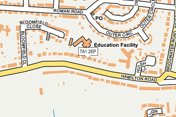 TA1 2EP map - OS OpenMap – Local (Ordnance Survey)