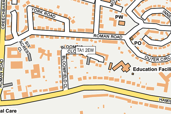 TA1 2EW map - OS OpenMap – Local (Ordnance Survey)
