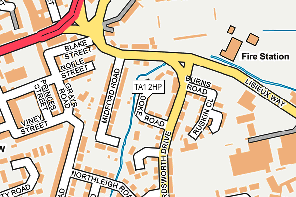 TA1 2HP map - OS OpenMap – Local (Ordnance Survey)