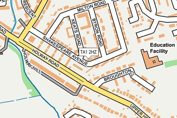 TA1 2HZ map - OS OpenMap – Local (Ordnance Survey)