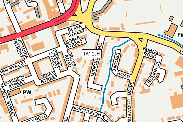 TA1 2JH map - OS OpenMap – Local (Ordnance Survey)