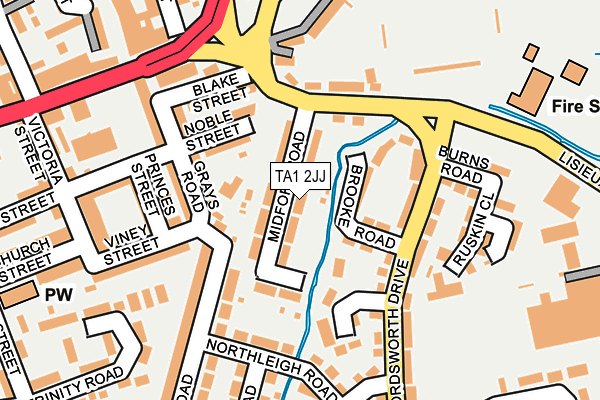 TA1 2JJ map - OS OpenMap – Local (Ordnance Survey)