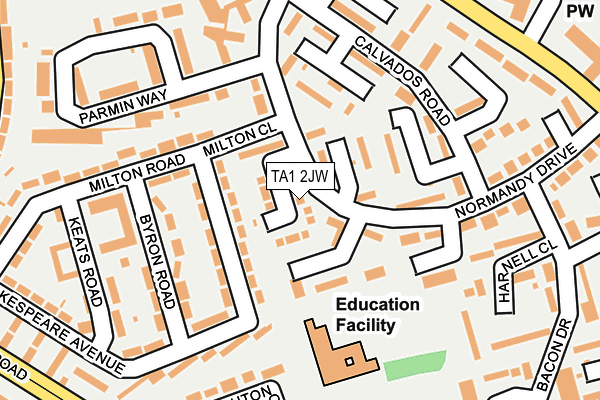 TA1 2JW map - OS OpenMap – Local (Ordnance Survey)