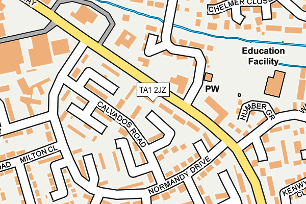 TA1 2JZ map - OS OpenMap – Local (Ordnance Survey)