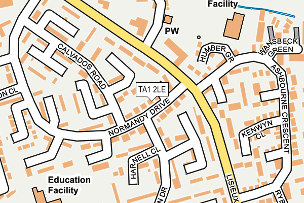 TA1 2LE map - OS OpenMap – Local (Ordnance Survey)