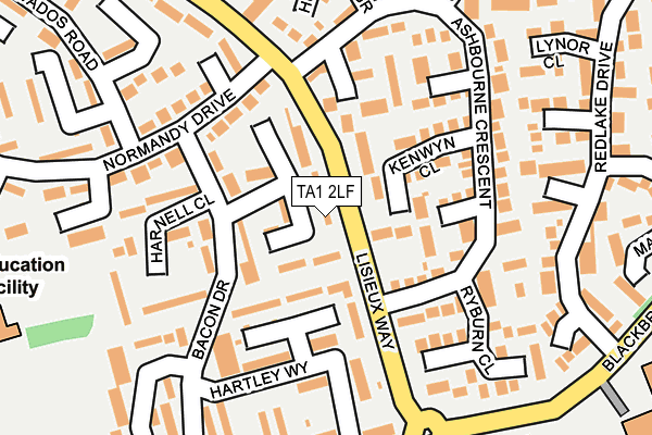 TA1 2LF map - OS OpenMap – Local (Ordnance Survey)