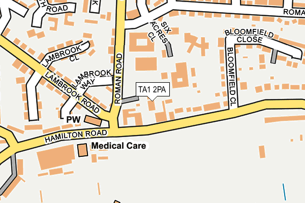 TA1 2PA map - OS OpenMap – Local (Ordnance Survey)