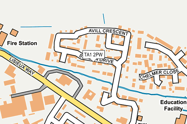 TA1 2PW map - OS OpenMap – Local (Ordnance Survey)