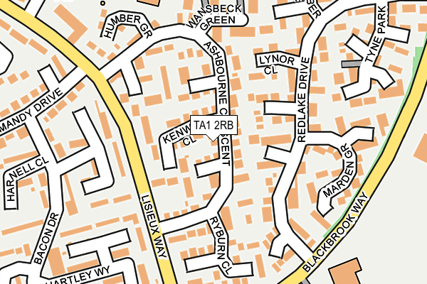 TA1 2RB map - OS OpenMap – Local (Ordnance Survey)