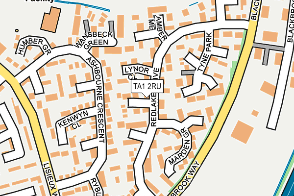 TA1 2RU map - OS OpenMap – Local (Ordnance Survey)