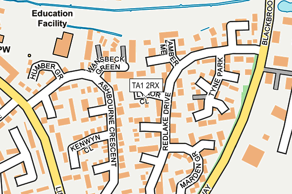 TA1 2RX map - OS OpenMap – Local (Ordnance Survey)