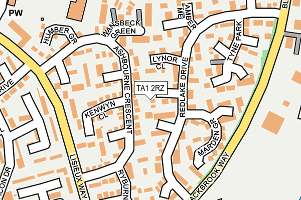 TA1 2RZ map - OS OpenMap – Local (Ordnance Survey)