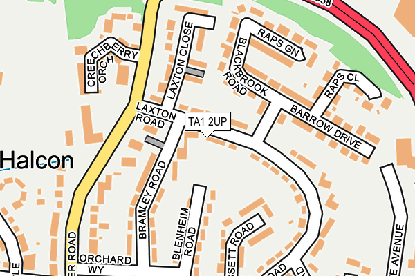 TA1 2UP map - OS OpenMap – Local (Ordnance Survey)