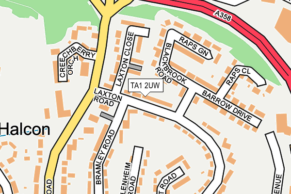 TA1 2UW map - OS OpenMap – Local (Ordnance Survey)