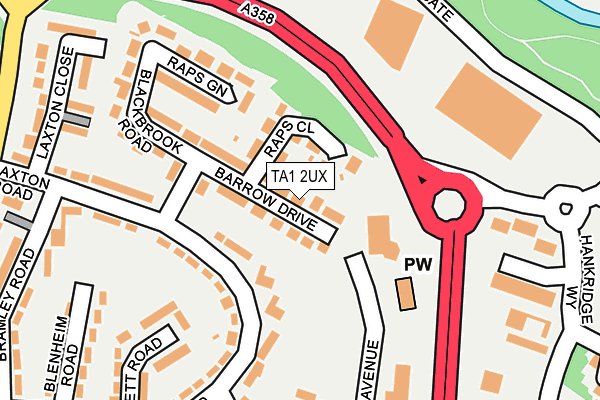 TA1 2UX map - OS OpenMap – Local (Ordnance Survey)