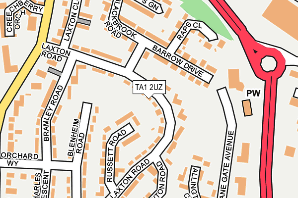 TA1 2UZ map - OS OpenMap – Local (Ordnance Survey)