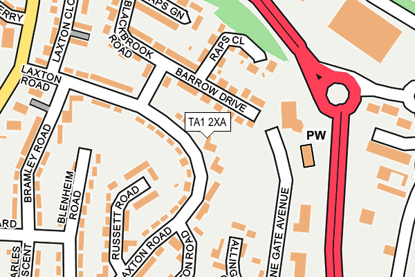 TA1 2XA map - OS OpenMap – Local (Ordnance Survey)