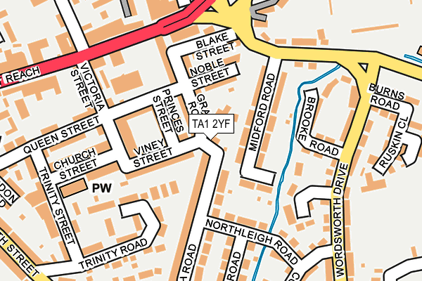 TA1 2YF map - OS OpenMap – Local (Ordnance Survey)
