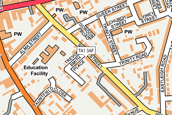 TA1 3AF map - OS OpenMap – Local (Ordnance Survey)