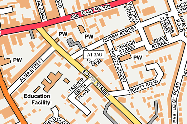 TA1 3AU map - OS OpenMap – Local (Ordnance Survey)