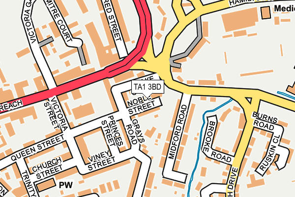 TA1 3BD map - OS OpenMap – Local (Ordnance Survey)
