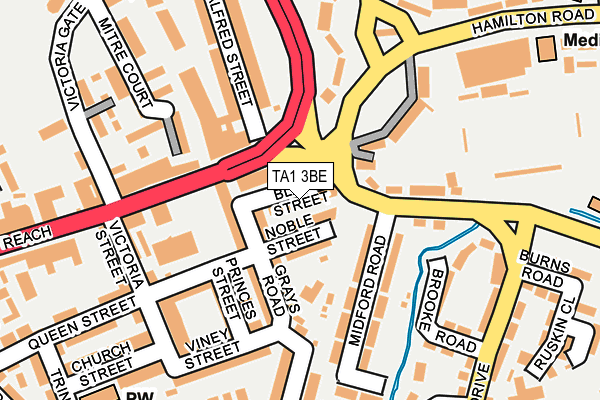 TA1 3BE map - OS OpenMap – Local (Ordnance Survey)