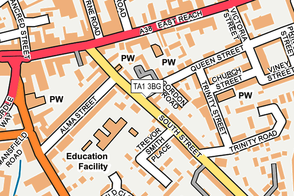 TA1 3BG map - OS OpenMap – Local (Ordnance Survey)