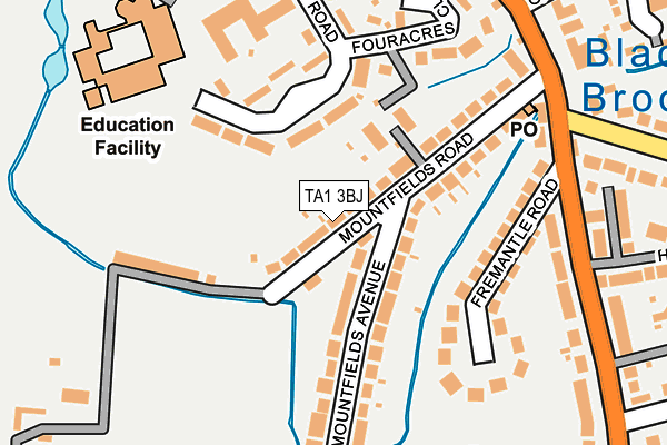 TA1 3BJ map - OS OpenMap – Local (Ordnance Survey)