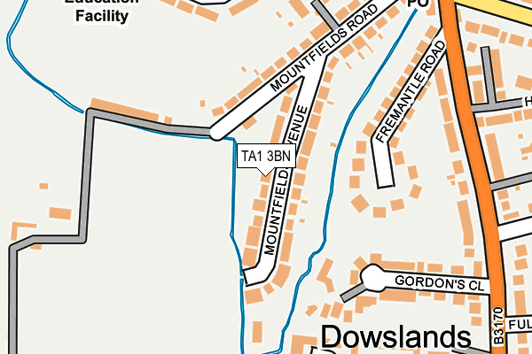 TA1 3BN map - OS OpenMap – Local (Ordnance Survey)