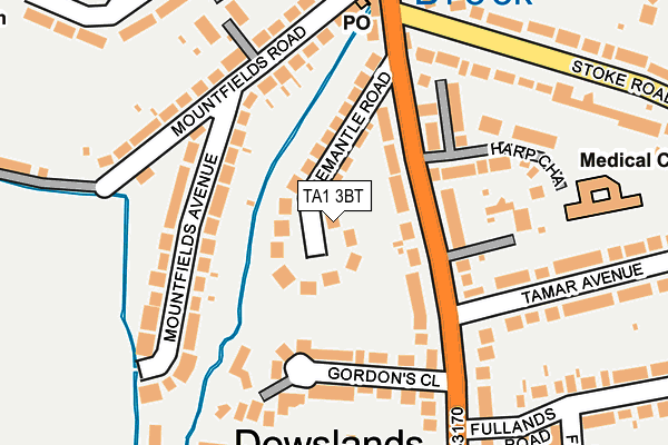 TA1 3BT map - OS OpenMap – Local (Ordnance Survey)