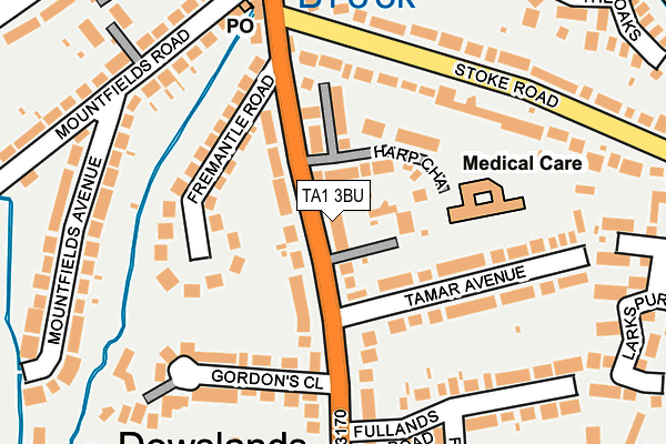 TA1 3BU map - OS OpenMap – Local (Ordnance Survey)