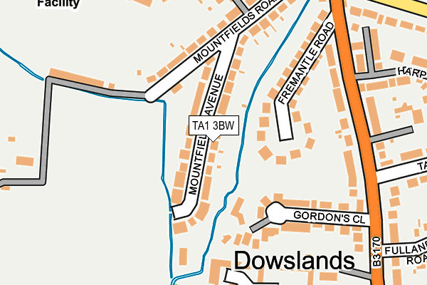 TA1 3BW map - OS OpenMap – Local (Ordnance Survey)