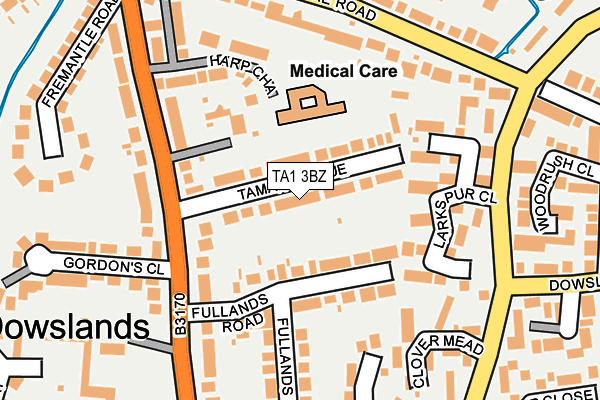 TA1 3BZ map - OS OpenMap – Local (Ordnance Survey)