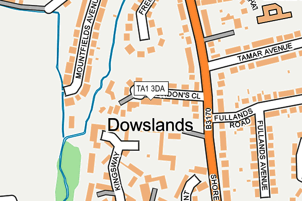 TA1 3DA map - OS OpenMap – Local (Ordnance Survey)