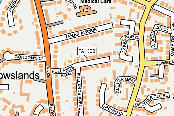 TA1 3DB map - OS OpenMap – Local (Ordnance Survey)