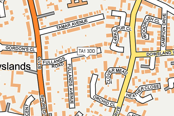 TA1 3DD map - OS OpenMap – Local (Ordnance Survey)